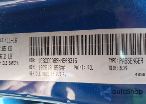 2017 Chrysler 200 Limited Platinum z USA, uszkodzony, nr VIN 1C3CCCAB9HN508315